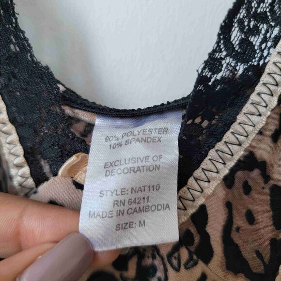 Linea Donatella Leopard Print Robe Babydoll Set Lace Trim Sleepwear Size XL M* - Picture 10 of 11